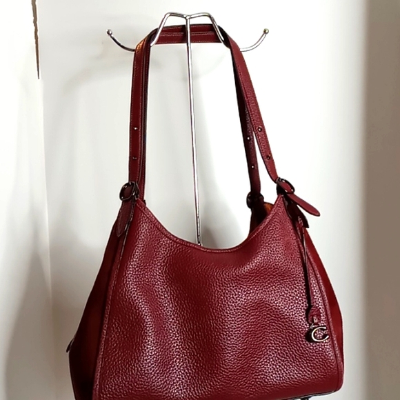 Coach- Lori- Pebble Leather & Suede Tote /Shoulder Bag - Burgundy - Picture 1 of 14